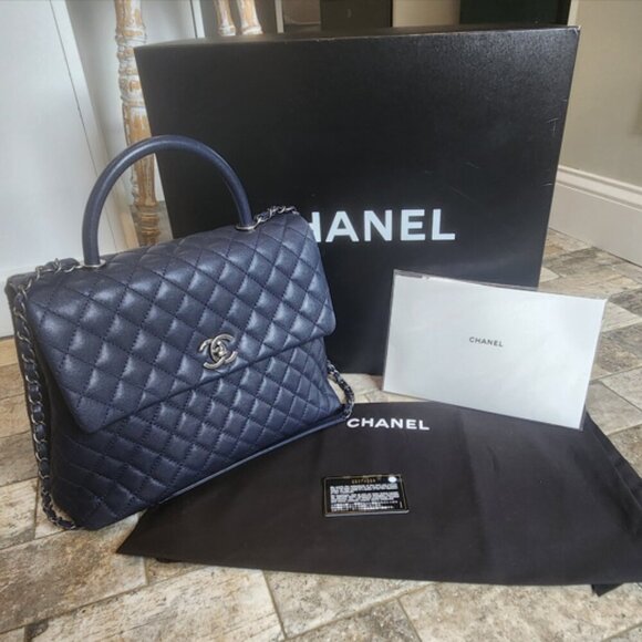 Chanel Caviar Quilted Navy Blue Flap-bag, Authentic - Picture 1 of 16